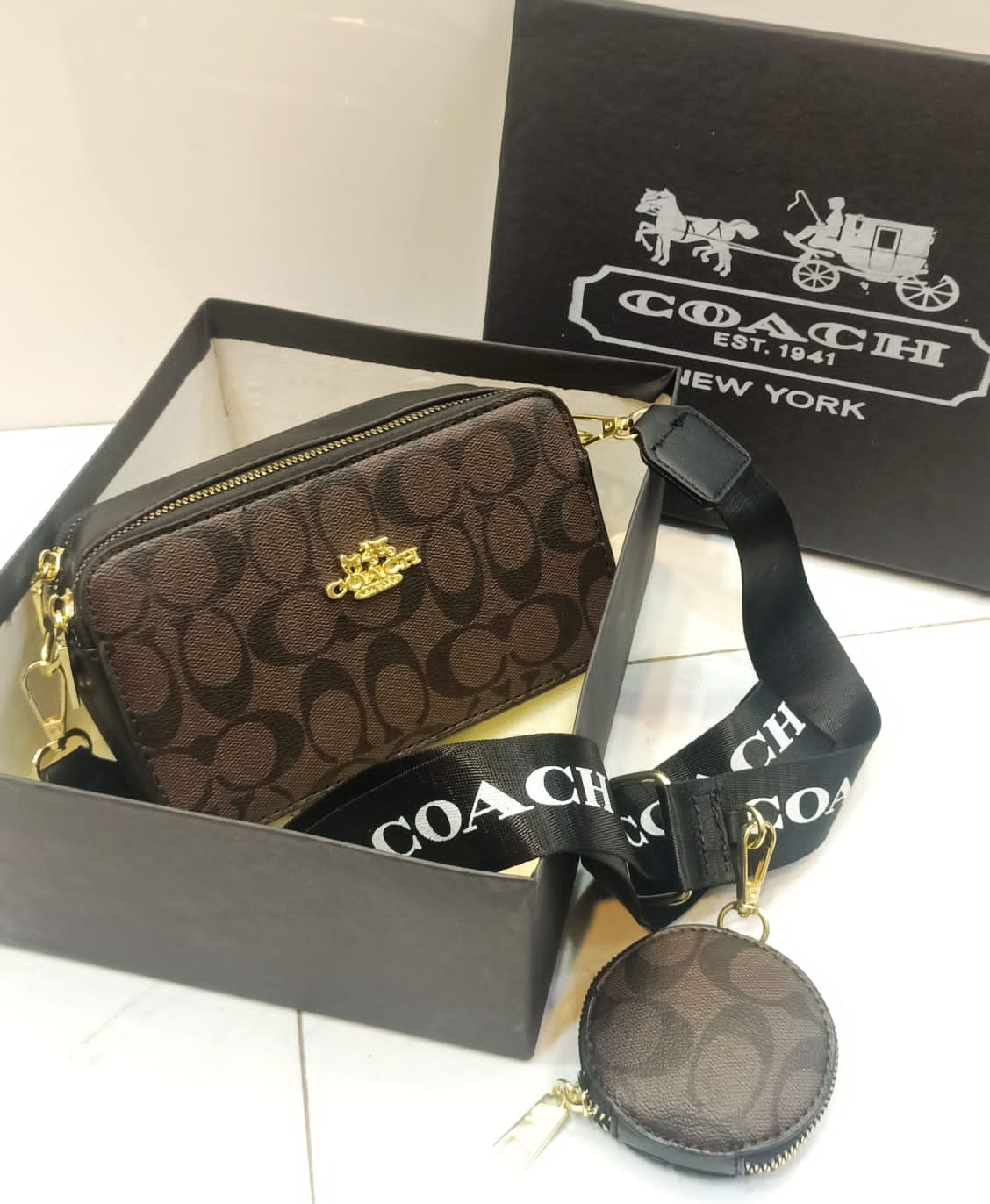 IMPORTED COACH CROSS BODY BAG WITH BOX